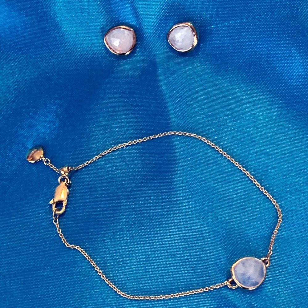 Monica Vinader Moonstone Siren Earrings & Bracelet